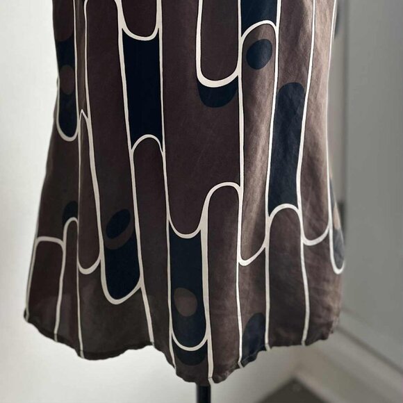 Zara Basic Pure Silk Cocoa & Black Abstract Tie-Neck Halter Blouse – US L - Picture 4 of 11